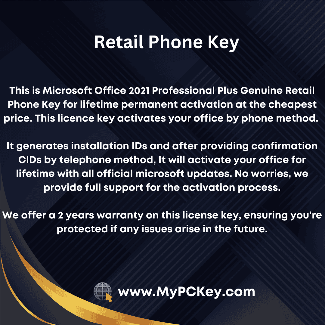 Microsoft Office 2021 Professional Plus Retail Key Activate by phone